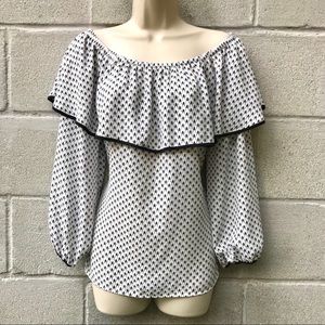 VINCE CAMUTO black & white print peasant blouse